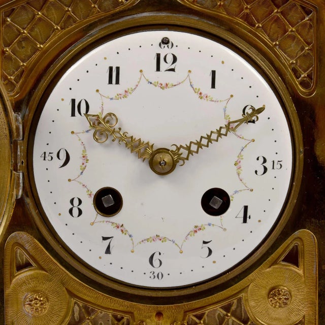 Metal 1890's Japy Freres Enamel Portrait Crystal Regulator Clock For Sale - Image 7 of 11