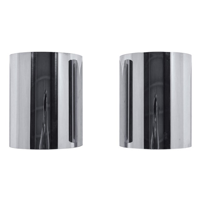 Mid 20th Century Minimalist Chrome Wall Sconces in the Manner of Jere - a Pair For Sale