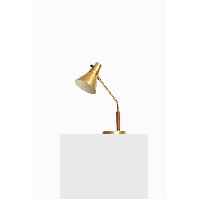 Swedish Brass & Snakeskin Table Lamp from AB E. Hansson & Co, 1960s For Sale - Image 9 of 9