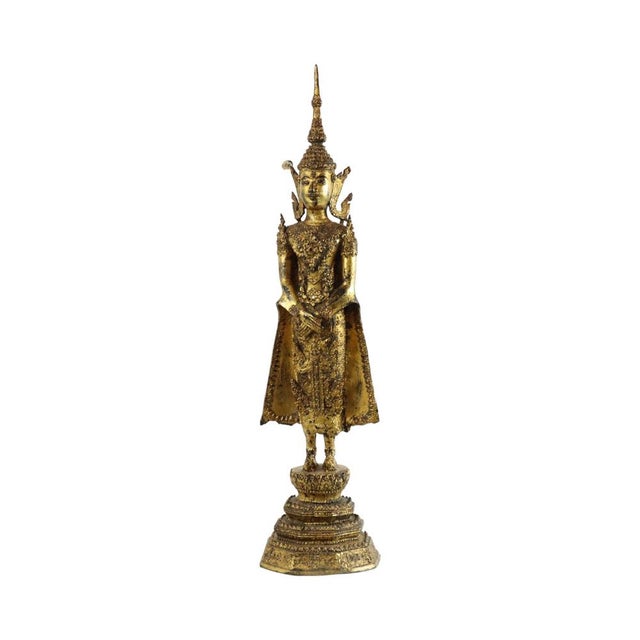 Thai Artist, Standing Buddha, 1800s, Bronze and Gold Leaf For Sale - Image 11 of 11