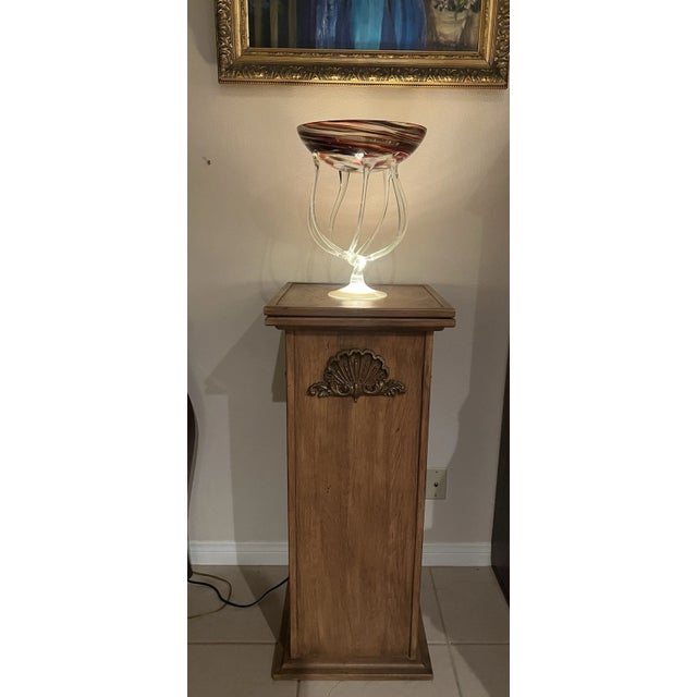 Vintage Large Display Stand Illuminated Spinning Top French Style Light Walnut For Sale - Image 4 of 16