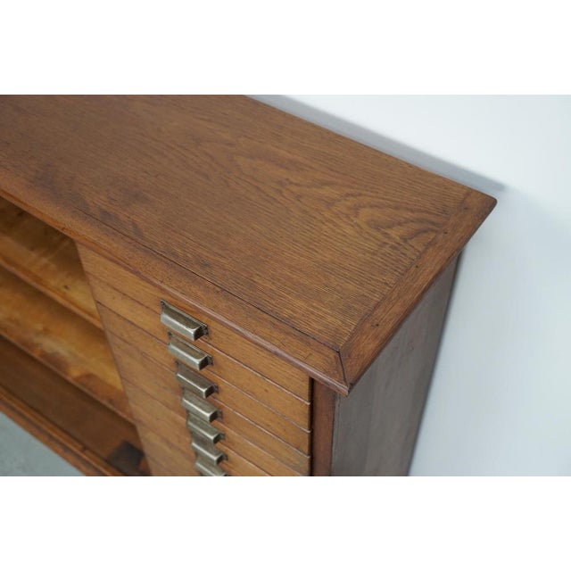 Industrial Vintage Dutch Oak Apothecary Cabinet, 1950s For Sale - Image 3 of 18