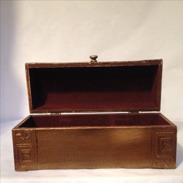 Sarreid Copper Leather Chest For Sale - Image 5 of 10