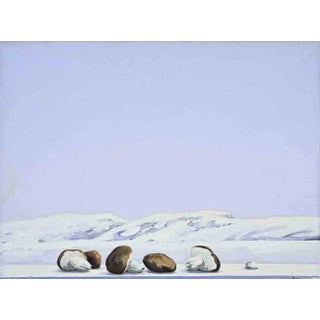 Gino Guida, The First Snowfall, Oil Painting, 1980s For Sale