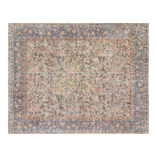 19th Century Persian Kirman Floral Handwoven Wool Rug For Sale