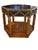 Pair of Heritage "Grand Tour" collection hexagonal side tables, featuring embossed dark leather-topped surfaces trimmed in...
