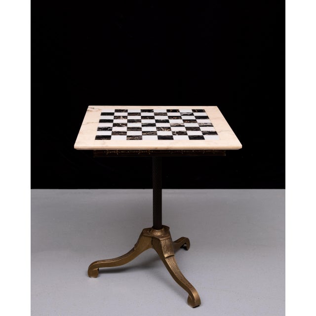 Black Marble Chest Board on Brass Stand, 1970s For Sale - Image 8 of 9