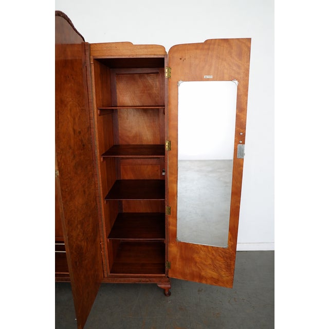 Antique Wylie & Lochhead Glasgow Burl Walnut Armoire Wardrobe For Sale - Image 9 of 18