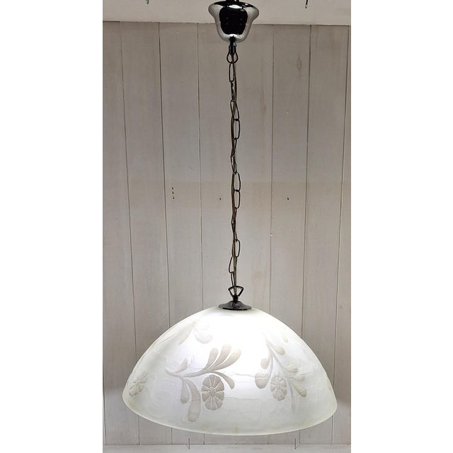 Vintage Ceiling Lamp with a Frosted Glass Shade and Chrome-Plated Metal Frame from Honsel, 2000s For Sale - Image 10 of 10
