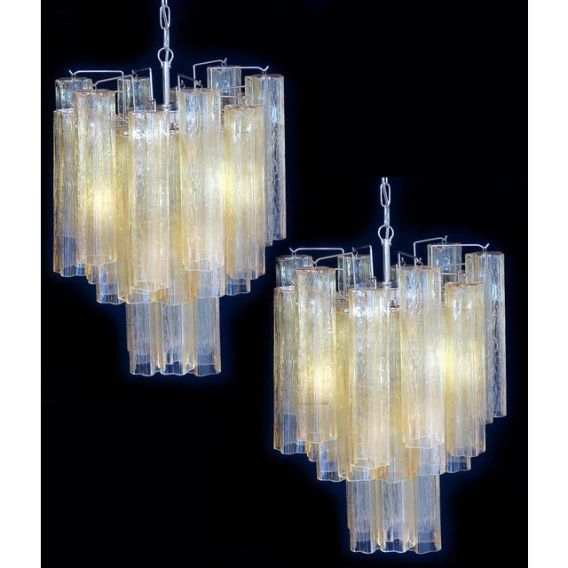Tube Chandeliers in Gold Murano Glass, 1970s, Set of 3 For Sale - Image 4 of 16