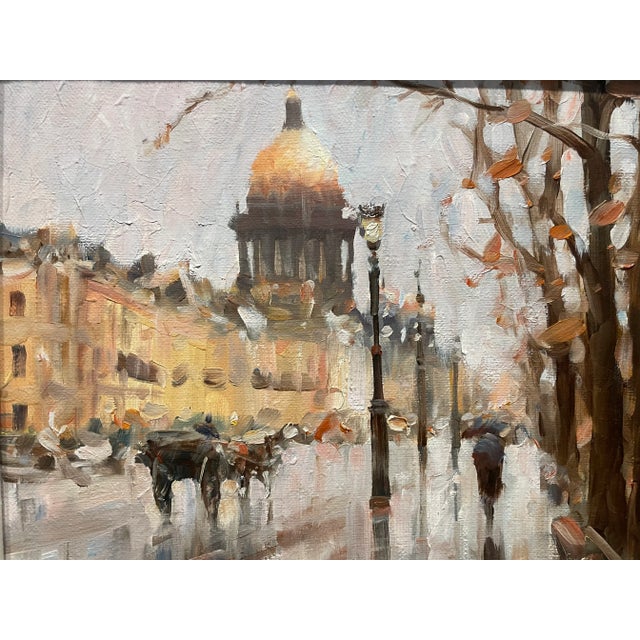 Beautiful Vintage Cityscape on Canvas - St. Isaac Cathedral, St. Petersburg, Russia. Features a neutral palette of pale...