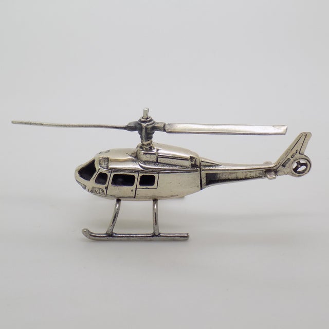 1980s Vintage Italian Handmade Silver Helicopter Figurine from Raspini Gioielli, Tuscany, Italy, 1980s For Sale - Image 5 of 11