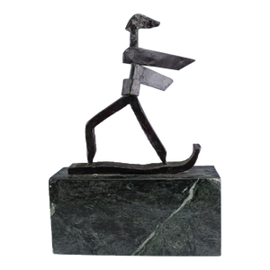J. James Akston, Kinetic Bronze Expressionist Sculpture Skier or Surfer Modernist Sporting Figure, c.1960's