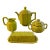 Vintage Italian Chartreuse Glazed Ceramic Coffee & Tea Service – 4 Pieces Including Teapot, Creamer, Sugar & Butter Dish For Sale