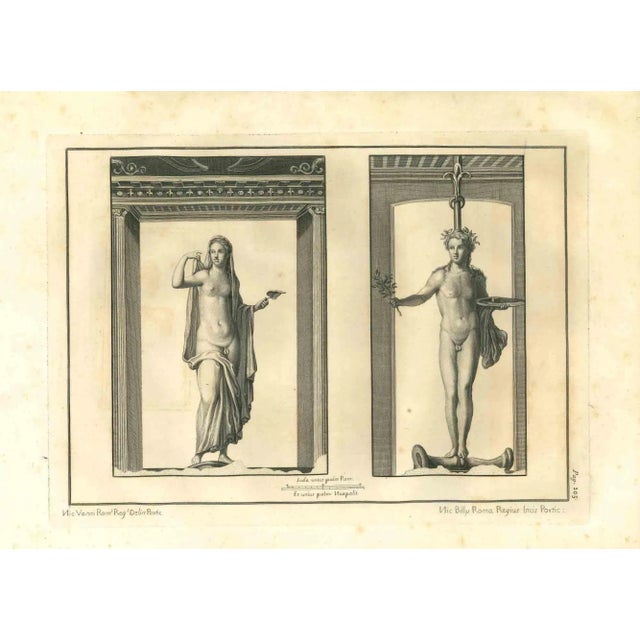 Ancient roman statues from the series "antiquities of herculaneum", is an original etching on paper realized by nicola...