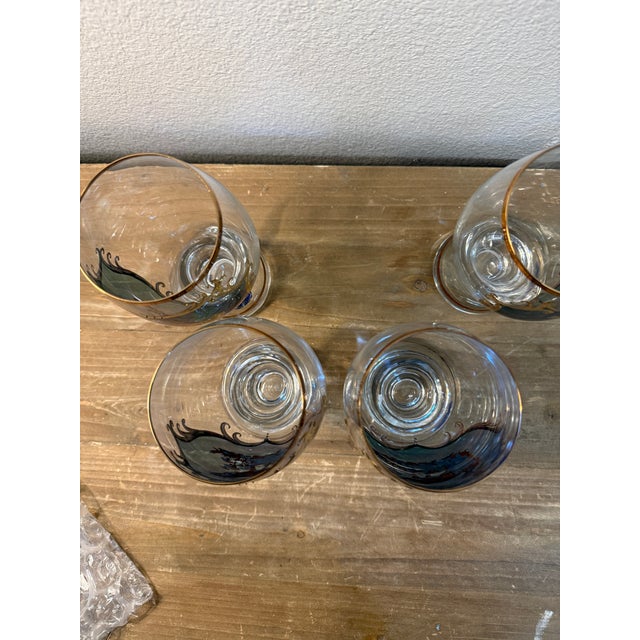 Glass Crystal Hand Painted Elk Glasses 2 Glass Sets 1990's For Sale - Image 7 of 11