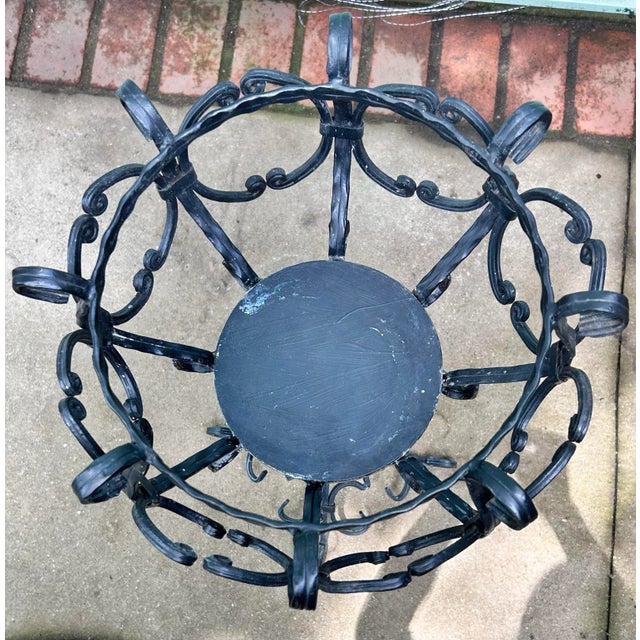 1920s Vintage Black Wrought-Iron Scrollwork Pedestal Plant Stand For Sale - Image 5 of 7