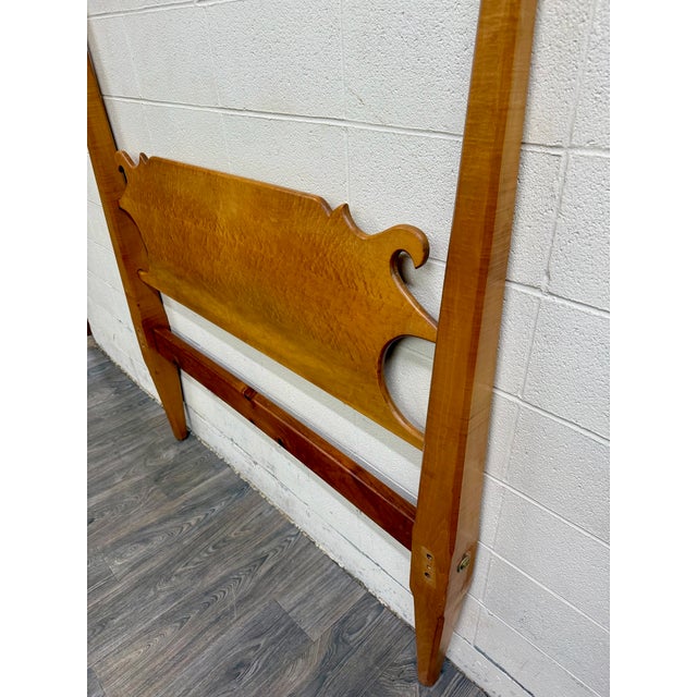 Antique Full Size American Sheraton Style Maple Pencil Post Headboard For Sale - Image 9 of 14