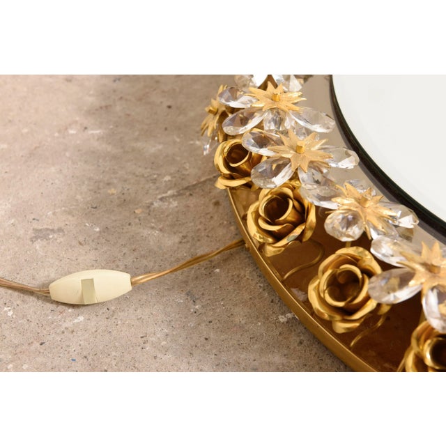 Large Floral Illuminated Mirror from Palwa, 1975 For Sale - Image 4 of 7