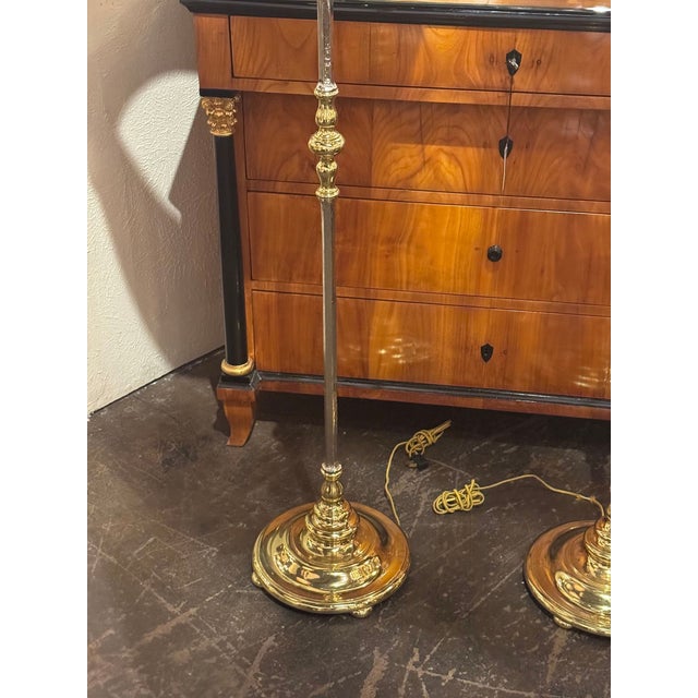 Mid 20th CenturyHeavy English Silvered Bronze Floor Lamps - a Pair For Sale - Image 9 of 9