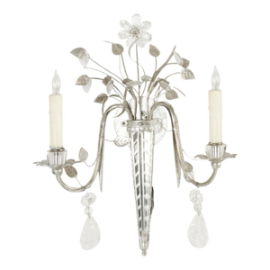 Louis XV Style Maison Bagues Rock Crystal Two Light Wall Sconce