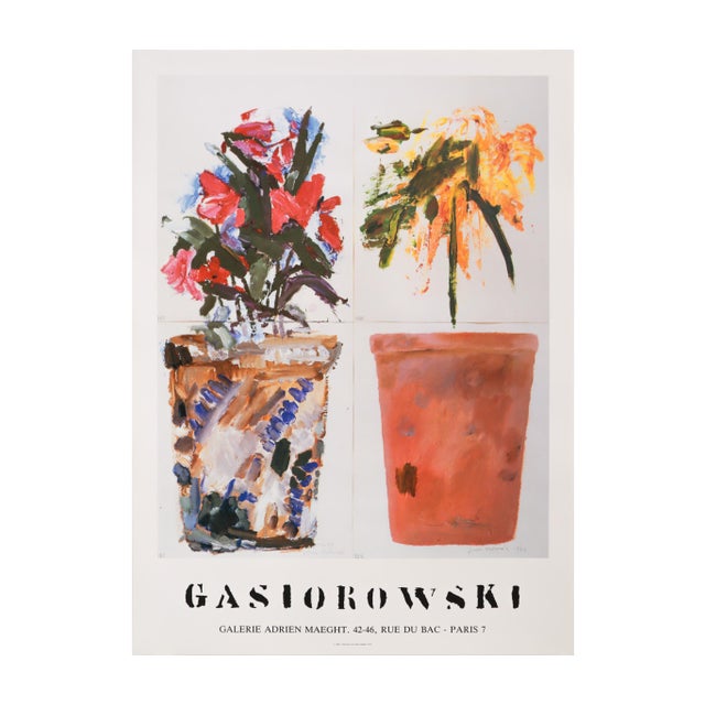 1999 French Exhibition Poster Gerard Gasiorowski Pots De Fleurs 187-188 For Sale