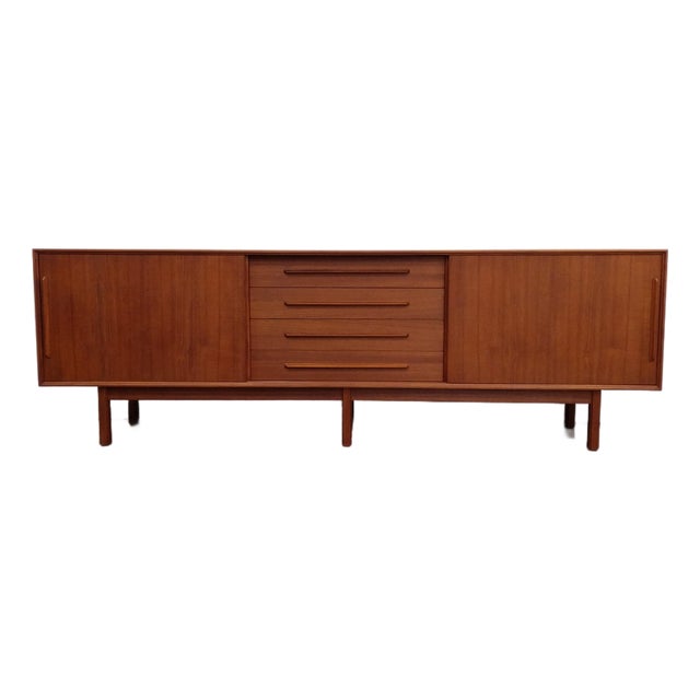 Vintage Mid Century Modern Teak Credenza For Sale