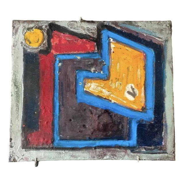 Vintage Abstract Composition, Painting on Sheet Metal, 1965 For Sale