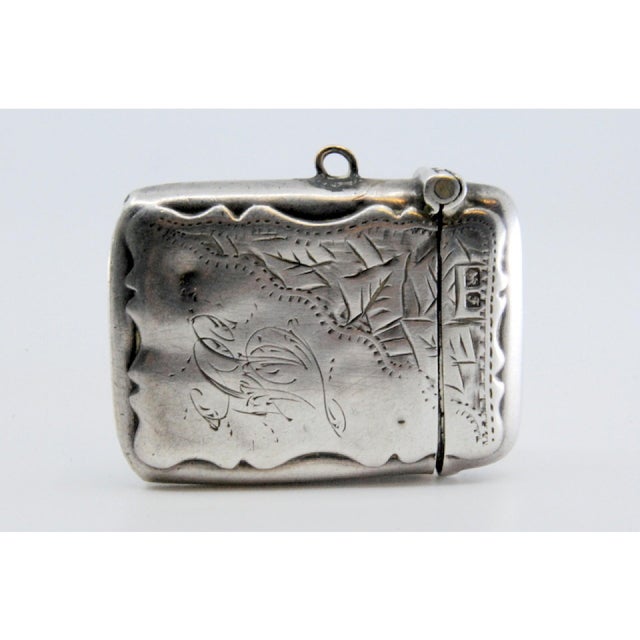 Silver Matchbox with Engraved Plant Motifs Surrounding Monogram Card For Sale - Image 4 of 11