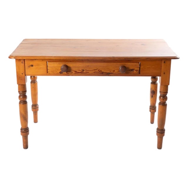 Late 19th Century English Scrubbed Pine One Drawer Farmhouse Kitchen Table For Sale