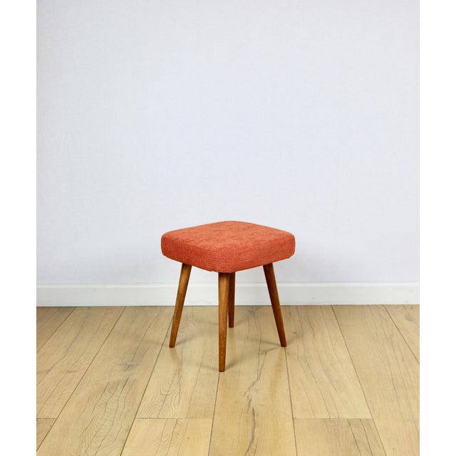 Red Vintage Square Orange Terracotta Stool For Sale - Image 8 of 8