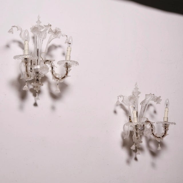 20th Century Murano Blown Glass Wall Lamps, Set of 2 For Sale - Image 12 of 18