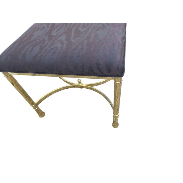 Vintage Italian Regency Brass Labarge Ottoman Footstool Vanity Bench Harden For Sale - Image 12 of 13