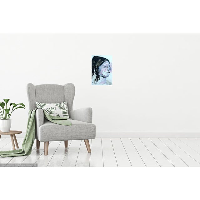 Camille "Portrait" Ink and Gouache on Paper For Sale - Image 4 of 5