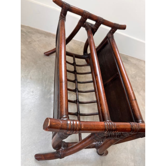 Coffee Vintage Bamboo & Split Reed Magazine/Newspaper Rack For Sale - Image 8 of 11
