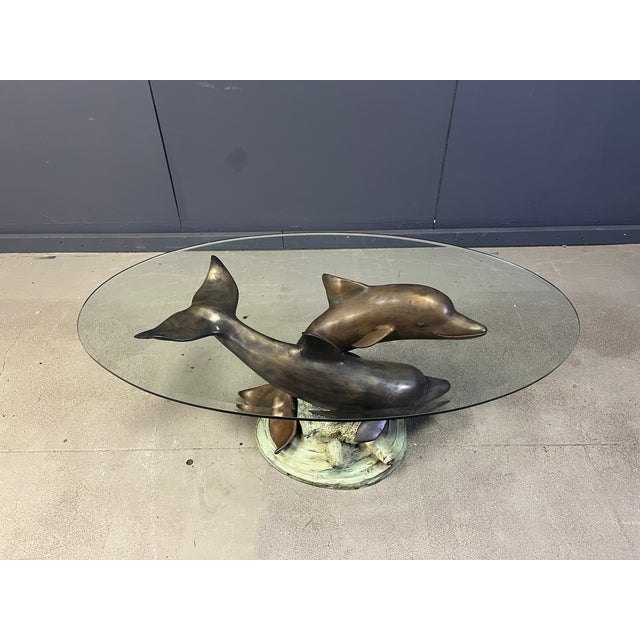 Bronze Dolphin Coffee Table from C Caudion, 1960s For Sale - Image 15 of 16