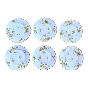 French Haviland Limoges Autumn Leaf Gold Trimmed Lunch Plates - Set of 6