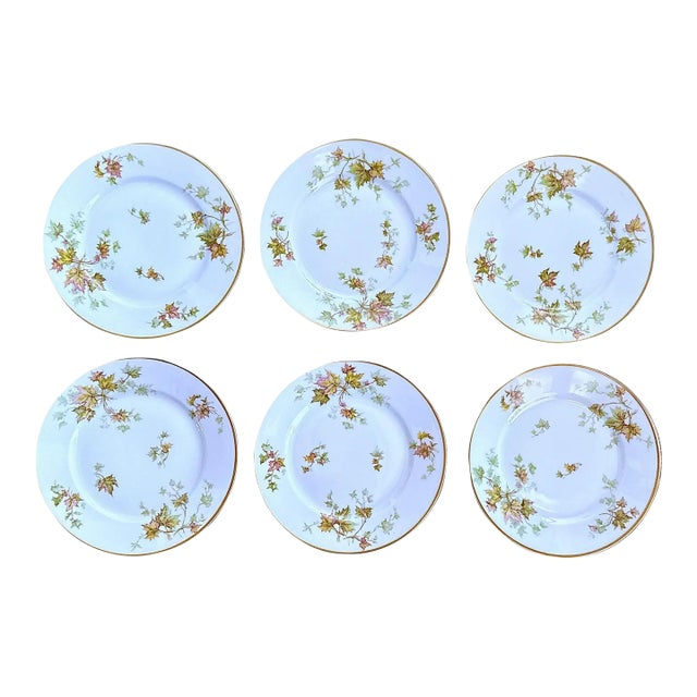 Mid 20th Century French Haviland Limoges Gold Trimmed Lunch Plates - Set of 6 For Sale