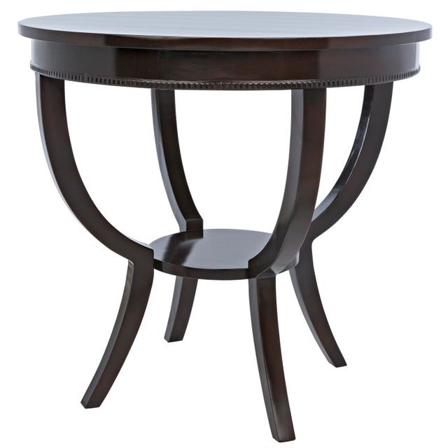 Wood NOIR Scheffield Round End Table in Distressed Brown For Sale - Image 7 of 7