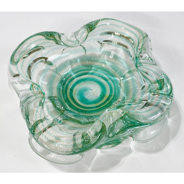 Murano Vintage Murano Style Green Swirl Dish For Sale - Image 4 of 9