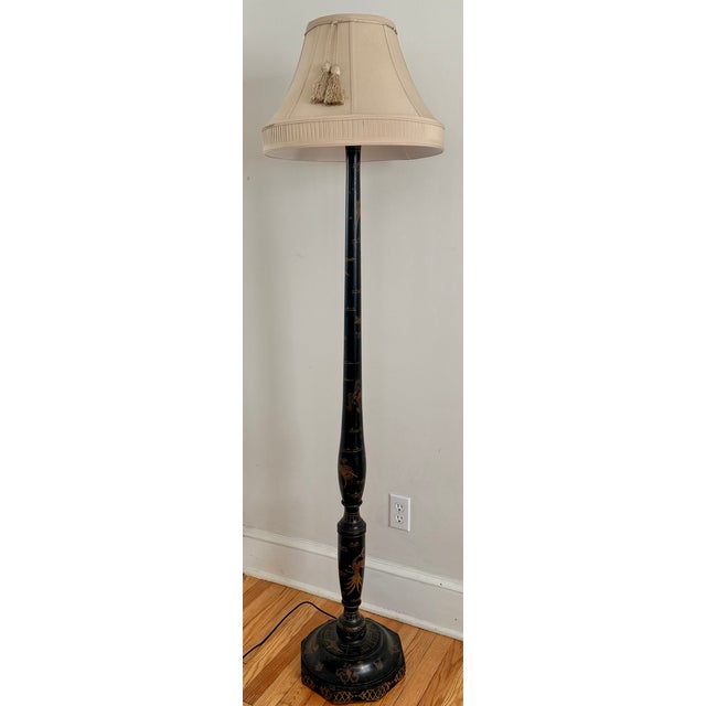 Antique Chinese Wooden Hand-Painted Floor Lamp For Sale - Image 18 of 18