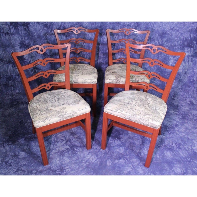 Red Painted Antique Dining Chairs Set of 4 Chairish