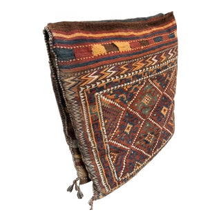 Antique Hand Woven Wool Camel Saddle Bag For Sale