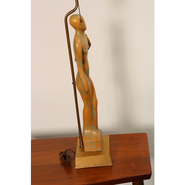 Vintage Male and Female Figural Carved Table Lamps by Clifford C Stasack - Pair For Sale - Image 17 of 18