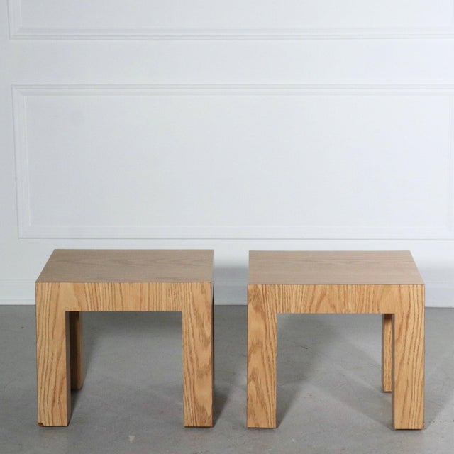 1970s Modern Faux Woodgrain Parsons Side Tables - A Pair For Sale In Tampa - Image 6 of 6