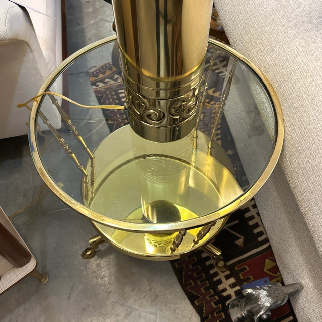 1960s Italian 2 Tier Round Brass and Glass Side Tables a Pair For Sale - Image 10 of 12