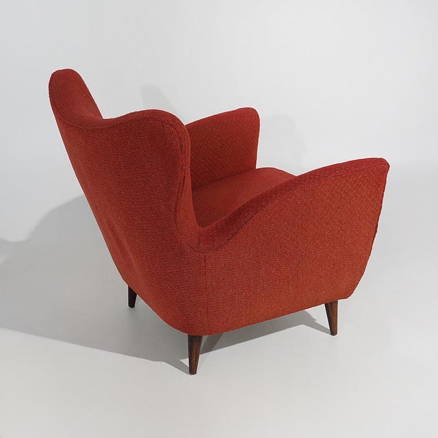 Wood Red Lounge Chairs with Cone-Shaped Feet, 1950s, Set of 2 For Sale - Image 7 of 15