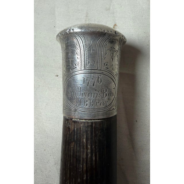 Rare Antique 1776 Battle of Sullivan's Island Boat JBB Silver Walking Stick Cane For Sale - Image 13 of 13