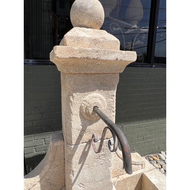 French Carved Limestone Fountain, Single Pillar With Ball Finial From Provence For Sale - Image 13 of 17