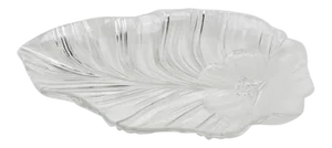 Large Glass Hibiscus and Palm Leaf Serving Platter